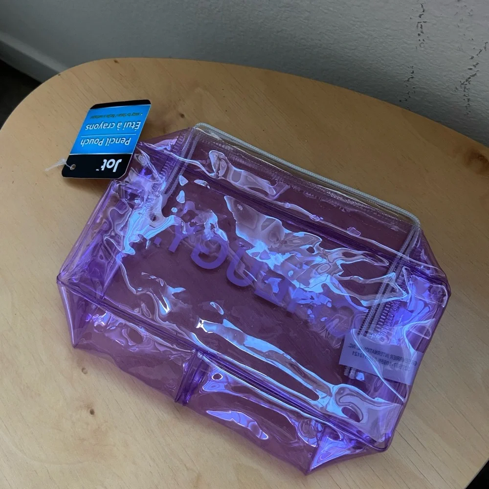 Cheugy graphic purple translucent clear pencil pouch